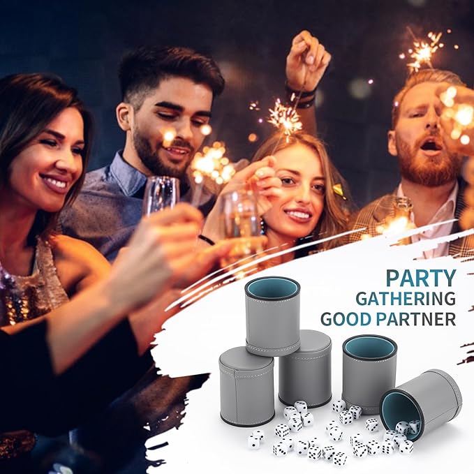 5 Pack PU Leather Dice Cups Velvet Felt-Lined Shaker Cups - Image 7