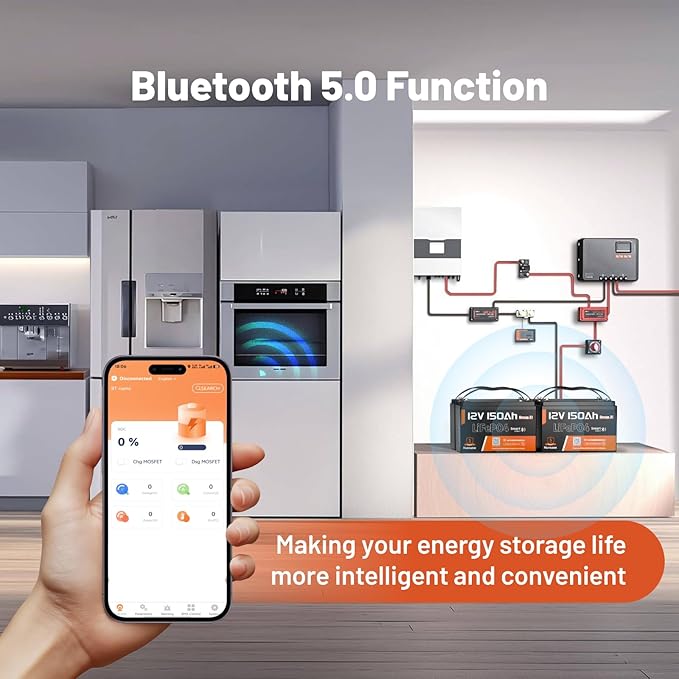 12V 150Ah LiFePO4 Lithium Battery BCI Group31 Bluetooth- Built-in 110A BMS - Image 3