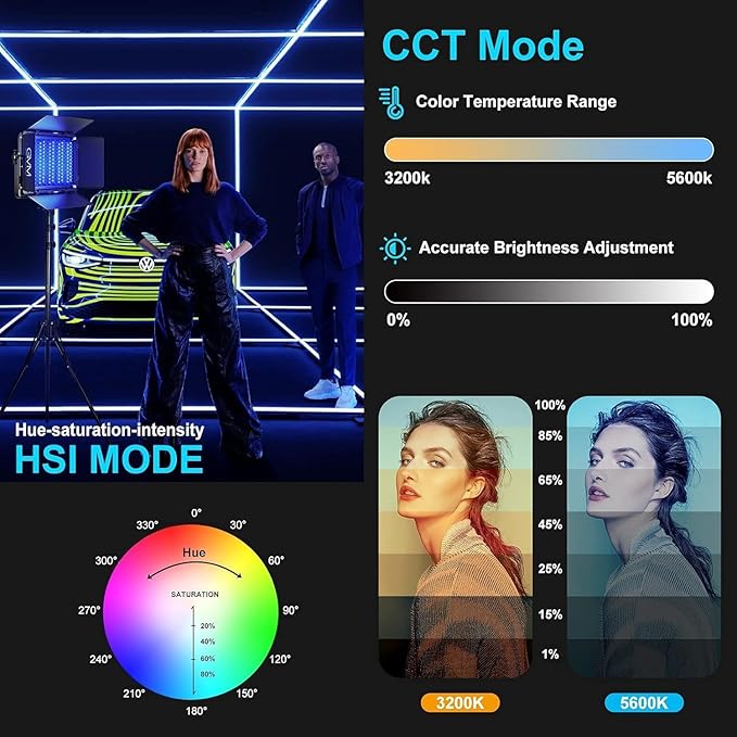 GVM 65W RGB Video Light with Softbox, 1300D LED Video Lighting Kit, - Image 3