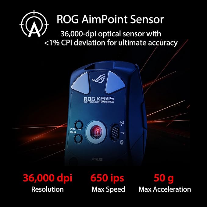 ASUS ROG Keris Wireless Aimpoint Gaming Mouse – Right-Handed Ergonomic - Image 2