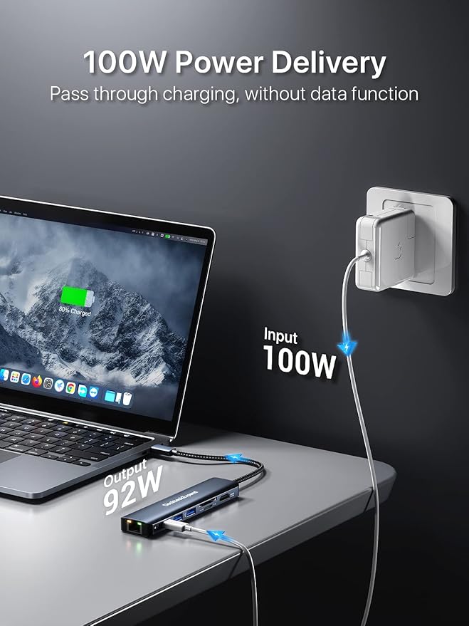 USB C Hub Ethernet, DockteckExpand 7-in-1 Multiport Adapter Type C to 4K@60Hz - Image 5