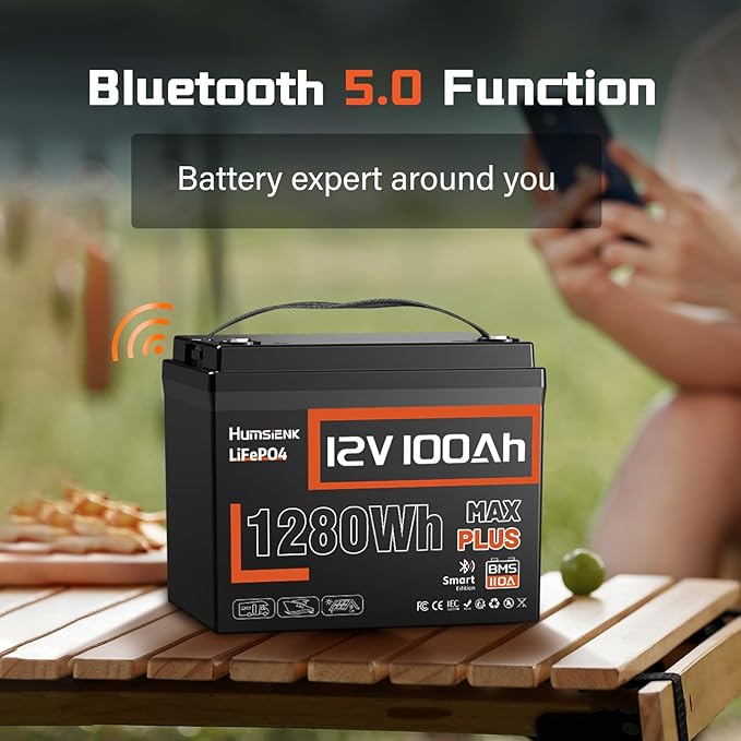2 PCS 12V 100Ah LiFePO4 Lithium Battery MAX PLUS, Built-in 110A BMS & Bluetooth - Image 6