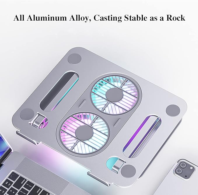 Adjustable Laptop Stand with Cooling Fan, Aluminium Alloy Multi-Angle Computer - Image 8