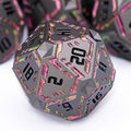 Metal DND Sci-fi Dice Set 7PCS Stripe Polyhedral Dice by OGCOPHEN
