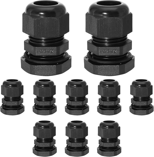 10 Pcs 1/2" NPT Nylon Cable Glands, IP68 Waterproof Adjustable Cord Grip Cable by Bonsicoky
