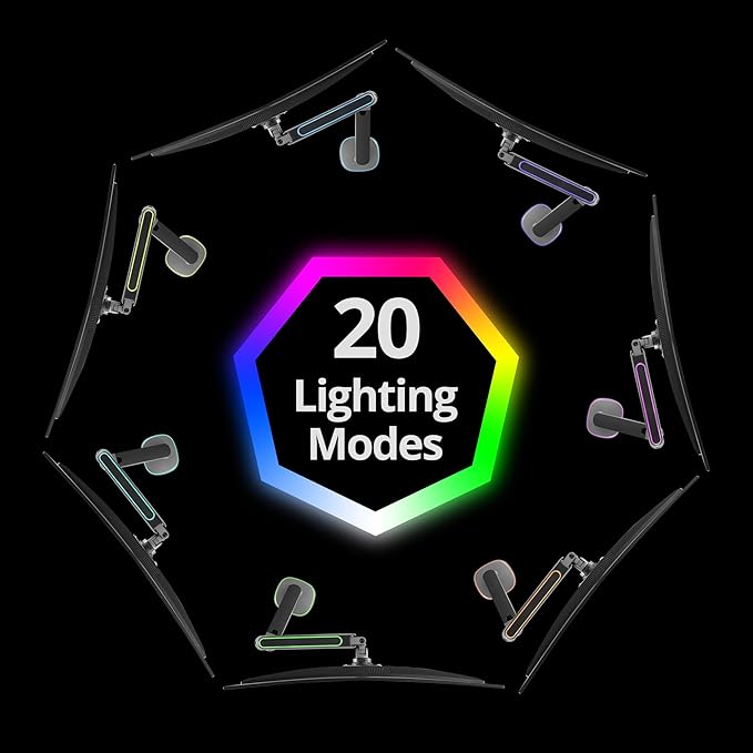 AVLT Single 27”-45” RGB Gaming Monitor Arm Desk Mount Built-in 20 Lighting - Image 7