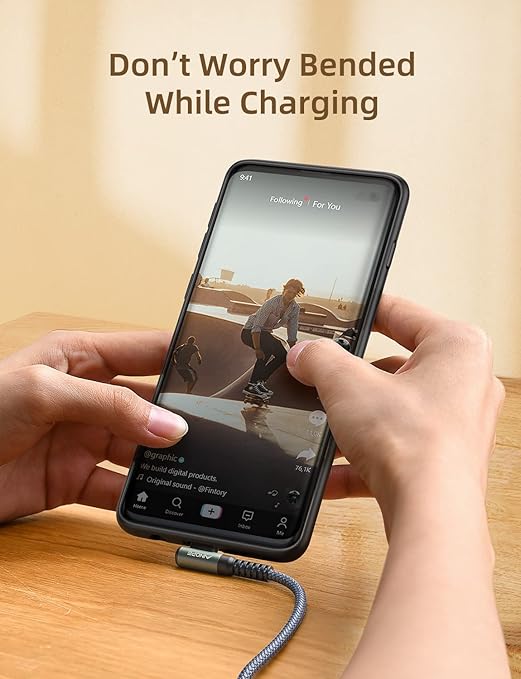 AINOPE USB to USB C Cable 3.1A Type C Charger Fast Charging, Right Angle USB to - Image 3