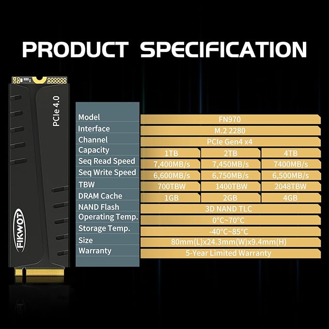 FN970 2TB M.2 2280 PCIe Gen4 x4 NVMe 1.4 Internal Solid State Drive - Image 6