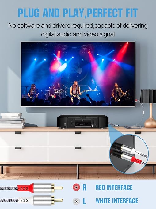 2 Pack 2RCA to 2RCA Cable 2 RCA Male Hi-Fi Systems Audio Stereo Subwoofer Cable - Image 4