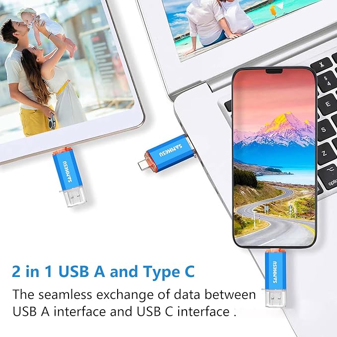 3.0 USB C Flash Drive 512GB, USB-A & Type-C OTG Thumb Stick, Dual Memory Sticks - Image 6