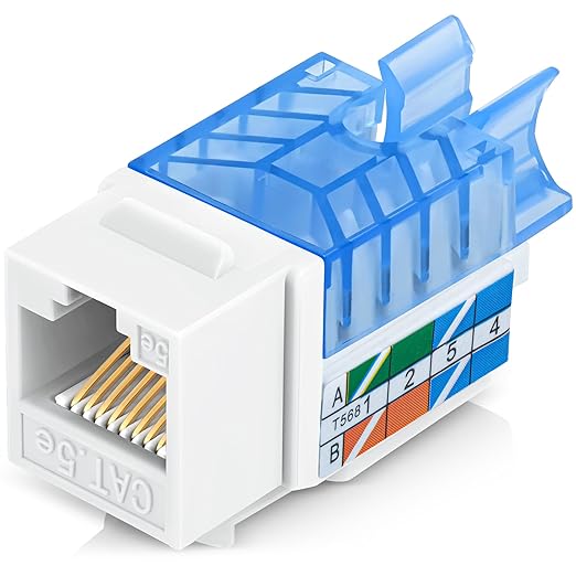 Everest 45° Angled RJ45 Cat5e Keystone Jacks 50-Pack in White by EverestMediaSolutions