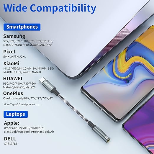 USB Type C to 3.5mm Headphone Jack Adapter, USB C to Aux Female Audio Dongle - Image 6