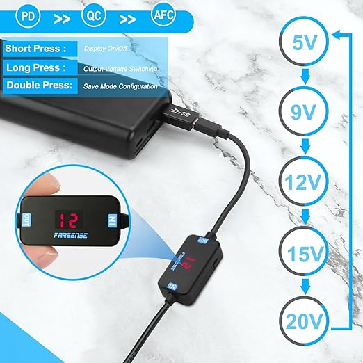 FARSENSE USB C to DC Adapter, Barrel PD Trigger Cable - Image 4