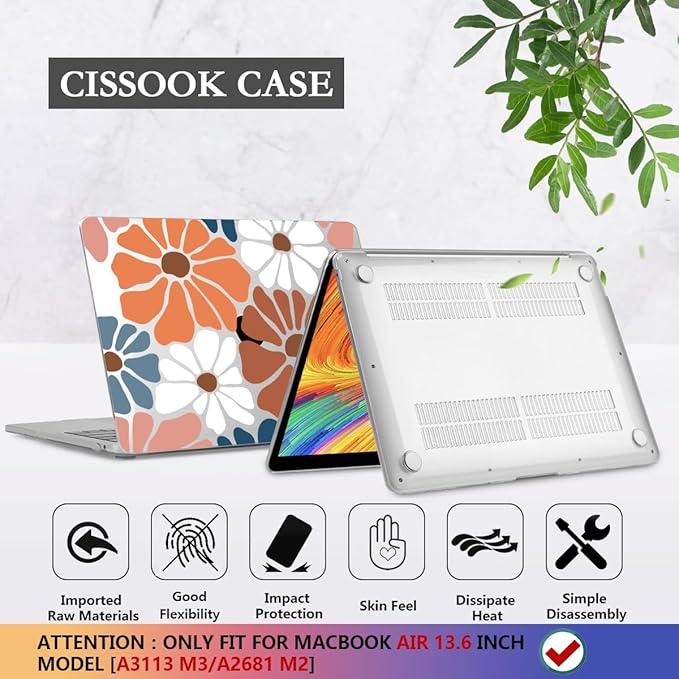 CISSOOK Compatible with MacBook Air 13.6 inch Case M4 M3 M2, Plastic Hard Shell - Image 5