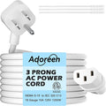 Adoreen 6 Ft Computer TV Replacement Power Cord White, Low Profile Flat Plug by Adoreen