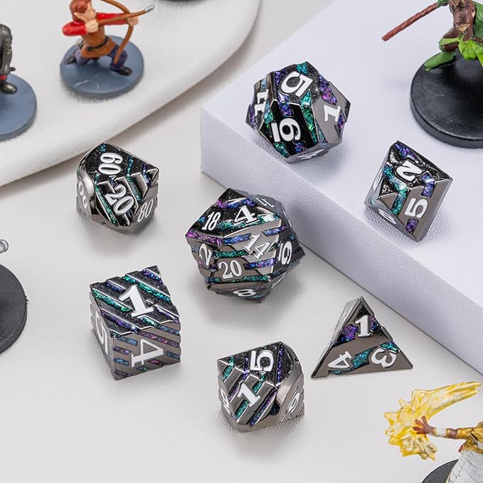 Dungeons and Dragons Dice, Metallic Stripes Dice - Image 6