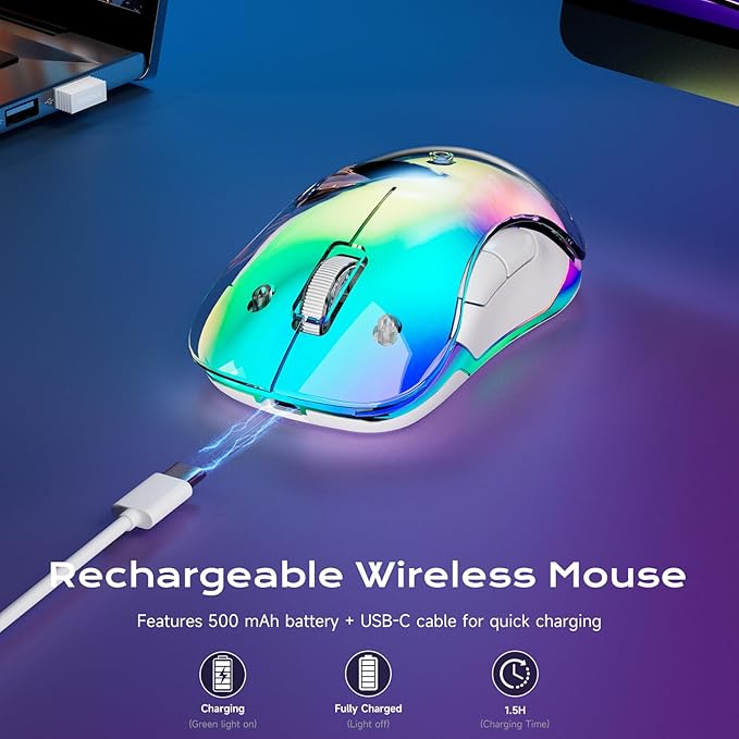 memzuoix 2.4G LED Wireless Mouse, Rechargeable Ergonomic Mouse - Image 4