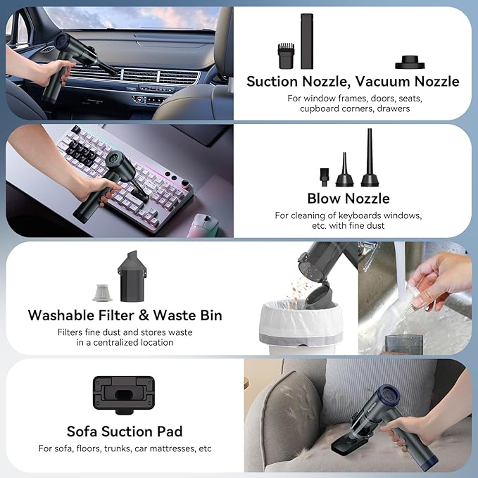 Car Vacuum Portable Cordless, Mini Handheld Vacuum Cleaner - Image 5