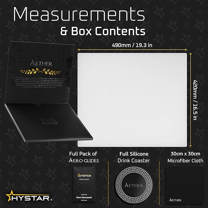 Hystar Aether Glass Gaming Mousepad | Micro-Etched Tempered Glass | Quiet - Image 6