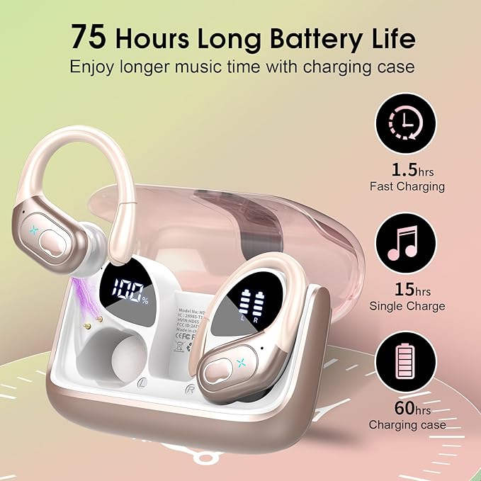 Wireless Earbuds 75hrs Bluetooth 5.4 Headphone Sport, 2025 Bluetooth Earbuds - Image 2