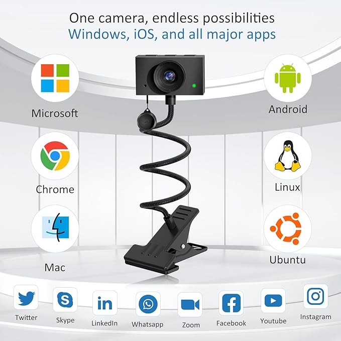 Webcam 1080P for PC, Eye Contact Webcam for Desktop Computer - Image 7