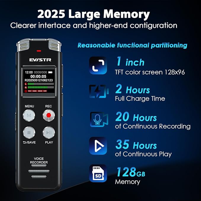 128GB Digital Voice Recorder Voice Activated Recorder - Image 5