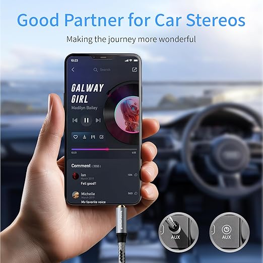 Aux Cable, 3.5 mm Male to Male Braided Auxiliary Cord Compatible - Image 3