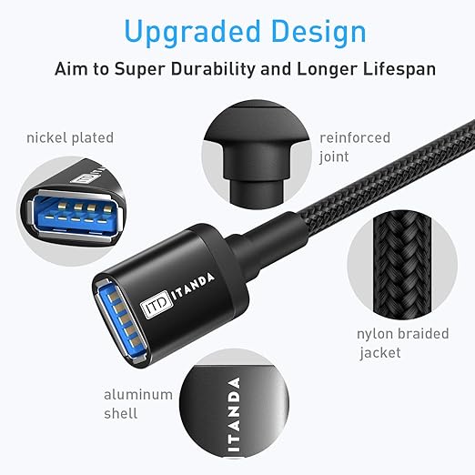 ITD ITANDA 10FT USB Extension Cable USB 3.0 Extension Cord Type A Male to - Image 4