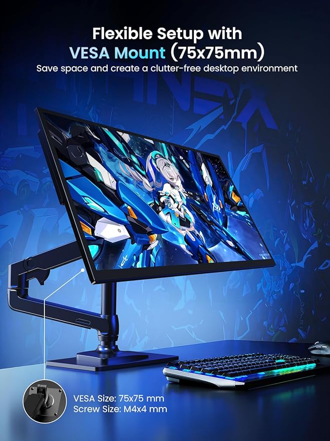 UPERFECT Portable Monitor 18.5-inch 120HZ Touchscreen 100% sRGB w/VESA & Stand - Image 6