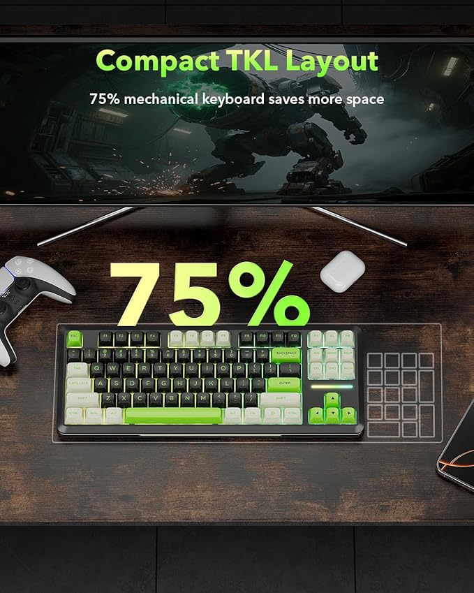 Redragon K734B Wireless Mechanical Keyboard, 3-Modes Bluetooth Gasket Hot - Image 7