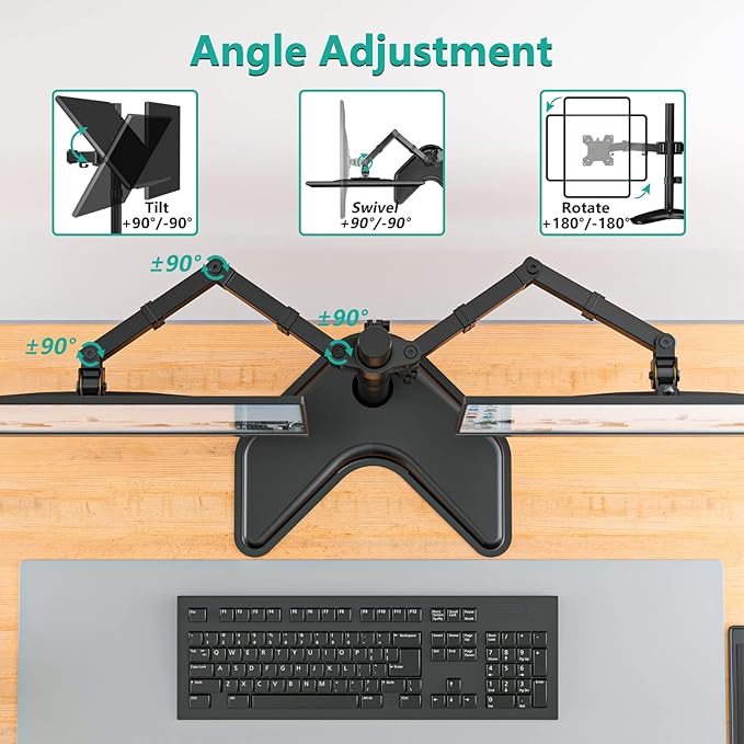 WALI Dual Monitor Stand for Desk, Monitor Stands for 2 Monitors up to 27 inch - Image 5