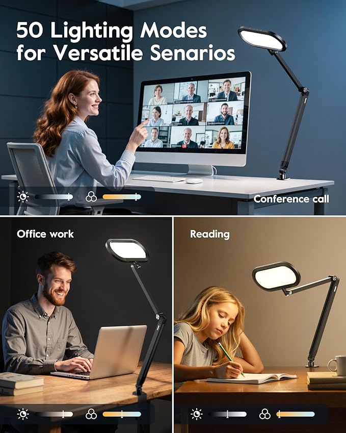 Desk Lamp for Home Office, Eye-Care Dual-Sided Seamless Dimmable LED Desk Light - Image 4