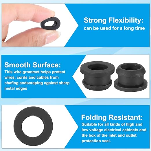 PATIKIL 12mm / 1/2 Inch Drill Hole, 3/8 Inch ID Rubber Grommets - Image 3