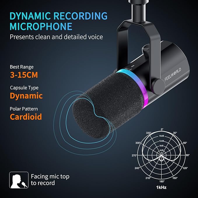 FEELWORLD PM1 XLR USB Dynamic Microphone - Image 6