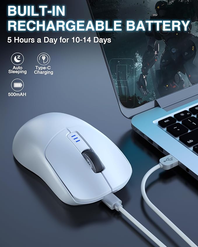 AULA SC580 Wireless Gaming Mouse, Tri-Mode 2.4G/BT5.0/USB-C Gaming Mouse - Image 6