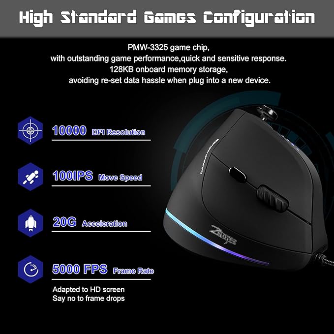 TRELC Gaming Mouse with 5 D Rocker, Ergonomic Mouse with 10000 DPI/11 - Image 4