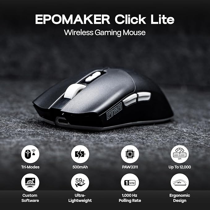 EPOMAKER Click Lite Wireless Gaming Mouse, 800 to 12, 000 DPI Adjustable - Image 2