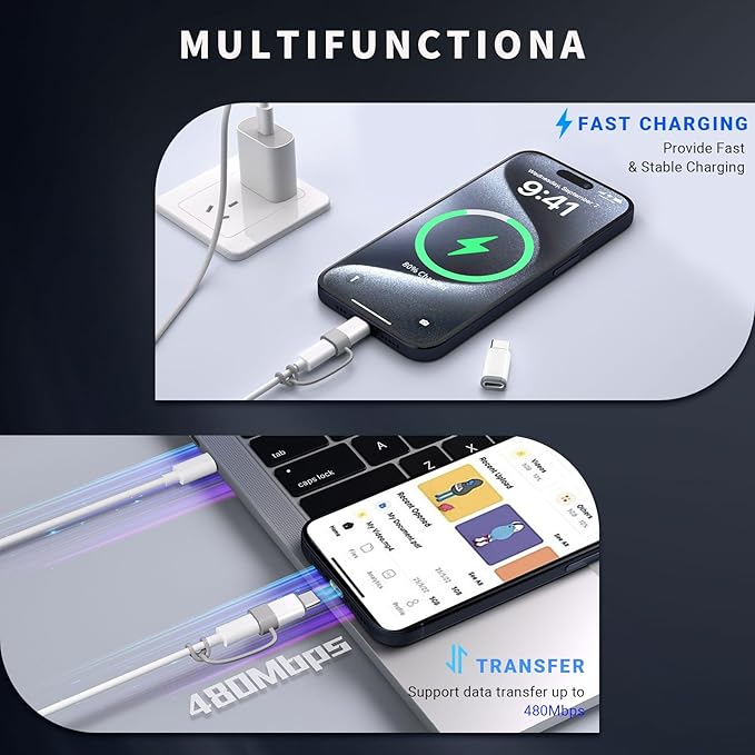4 Pack Lightning to USB C Adapter - Image 2