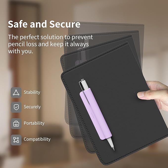 ELETIUO Pencil Holder For Most Pens, Self-Adhesive Stick To Notebooks, Silicone - Image 4