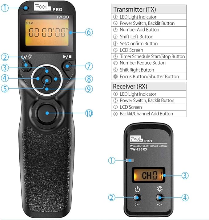 Pixel TW-283 E3 Wireless Shutter Release Remote Control Compatible - Image 2