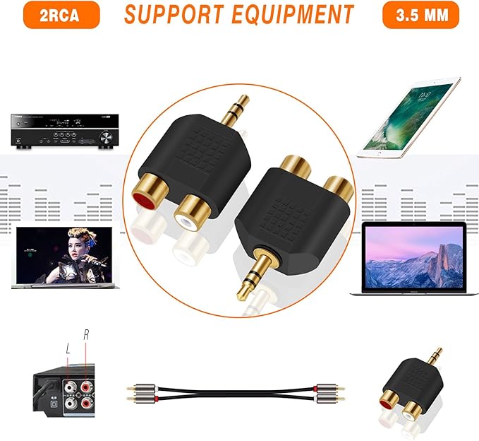ANDTOBO 3.5 mm TRS to Dual RCA F, 3.5mm Stereo Male to Dual RCA Female Audio - Image 5