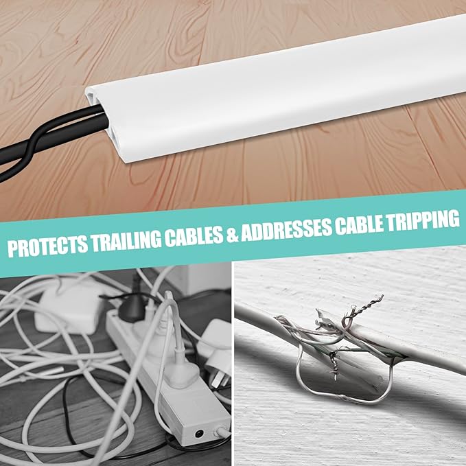 Floor Cord Cover Cavity 0.8"x0.37" Self Adhesive Cord Hider, 3.3FT Low Profile - Image 6