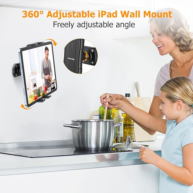 OHLPRO Tablet Wall Mount Holder 360° Rotating Adjustable Universal iPad Stand - Image 4