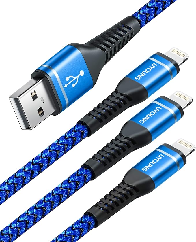 6FT Lightning Cable 3Pack 6 Foot iPhone Charger Cable Nylon Braided USB Fast by UYOUNG