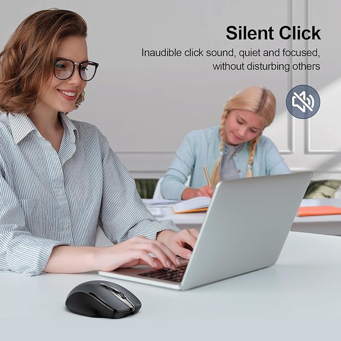 TECKNET Wireless Mouse Rechargeable 4800 DPI Silent USB A & Bluetooth Mouse 6 - Image 6