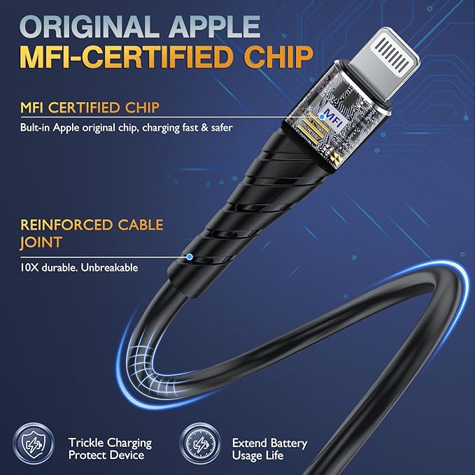OIITH MFi Certified Short for iPhone Charger Cable 3 Pack 1 Ft, 12 inch for - Image 2