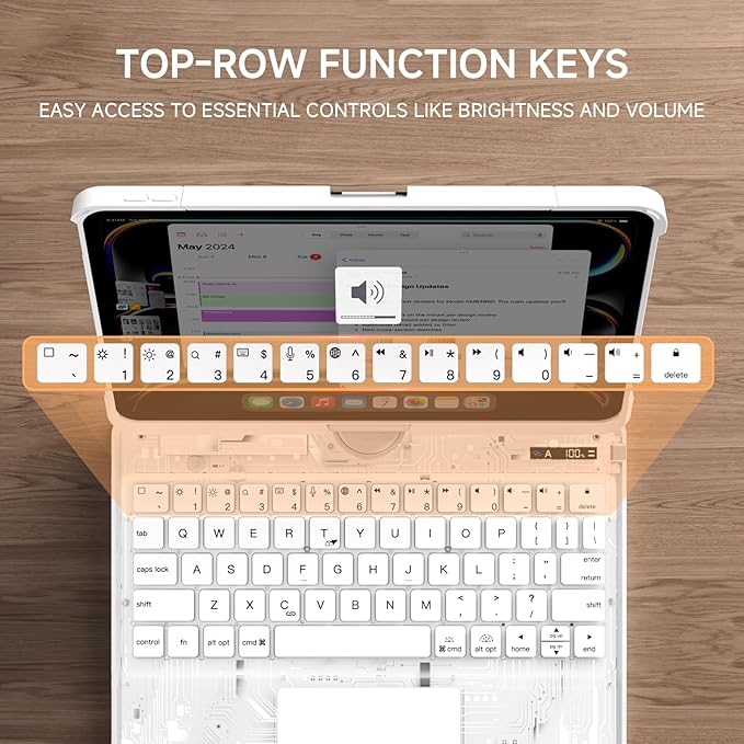 Transparent Case with Keyboard for iPad 9th 10.2 Inch, with 7-Color Backlit - Image 8