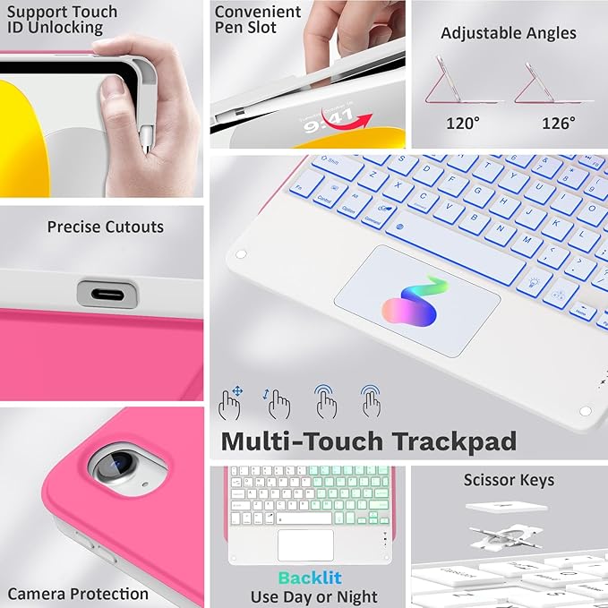 MoKo Touch Keyboard Case for iPad 11th Generation 11 inch 2025, iPad 10th - Image 3