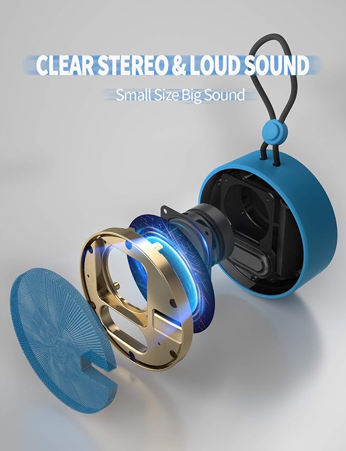 INSMY C12 IPX7 Waterproof Shower Bluetooth Speaker, Portable Small Speaker - Image 6