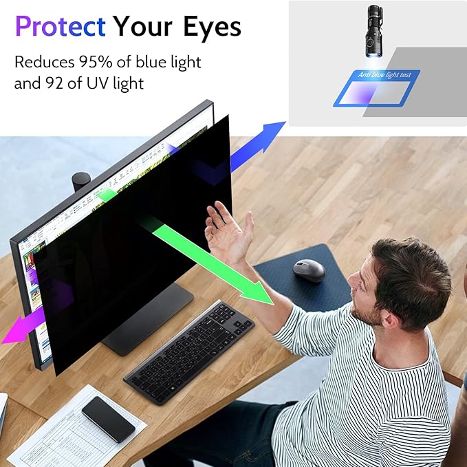 Privacy Screen for Computer Monitor 22 Inch 16:10 Aspect Ratio, Anti Blue Light - Image 4